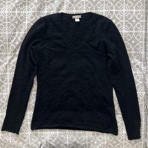 J Cashmere Black V-Neck Sweater
